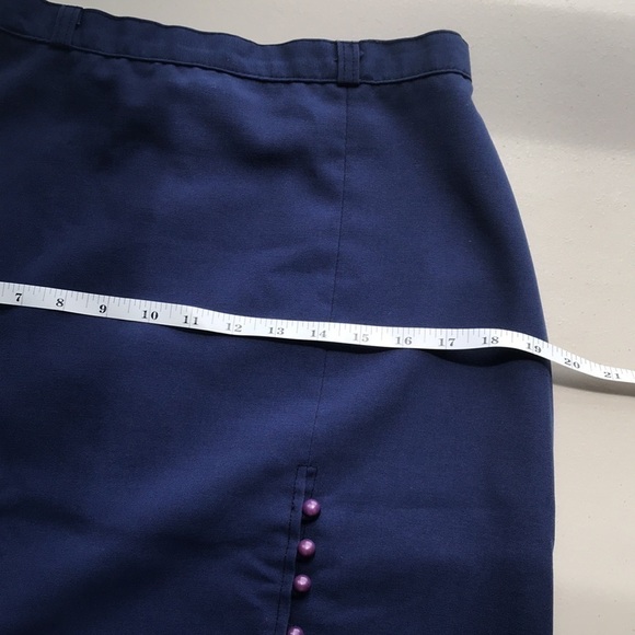 VINTAGE Niki blue High waisted pencil skirt button slit sz S/M - Picture 8 of 11